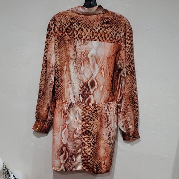 Fashion Nova Hearts Desire Satin Mini Dress in Rust Snakeskin Size M - Picture 10 of 15